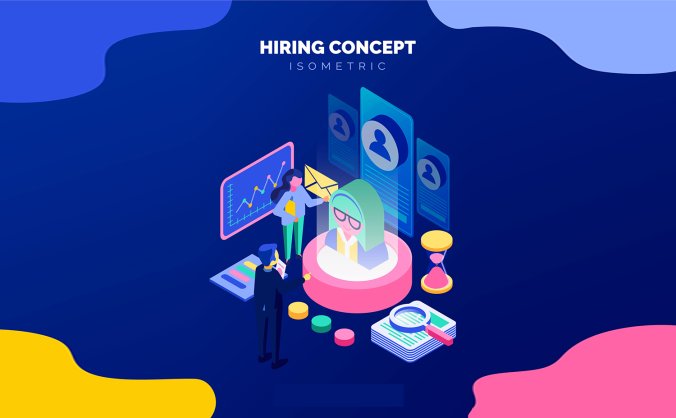 3D数据场景展示矢量插画