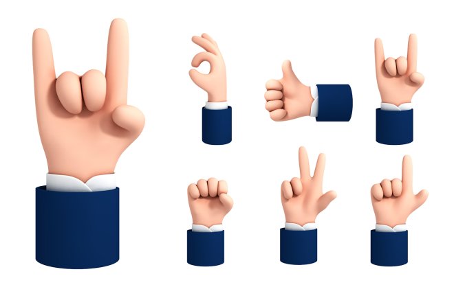 可爱的3D手势图标素材