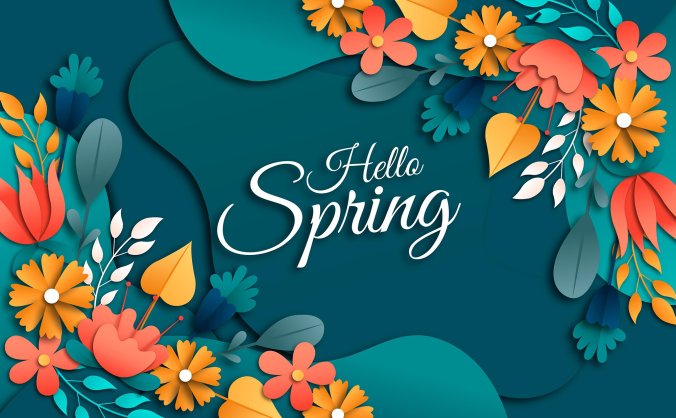 你好春天——2组鲜花主题背景板矢量素材