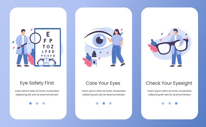 一组清新的眼科医生插画矢量图