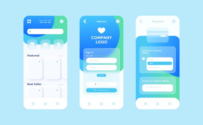 毛玻璃质感手机UI界面设计矢量背景素材