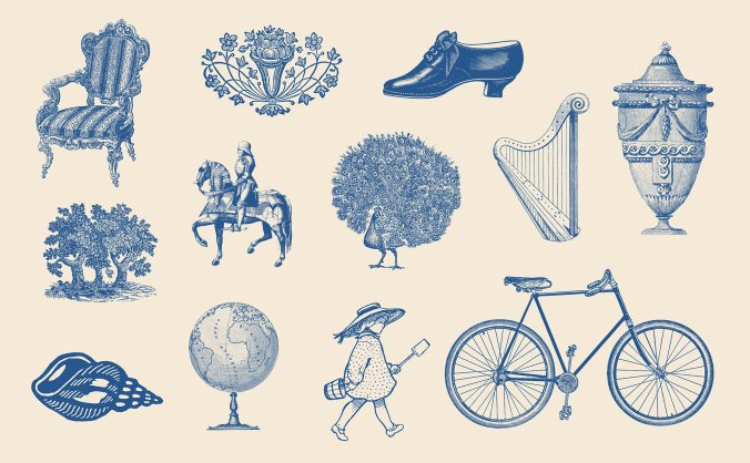 欧式复古古老插图图案