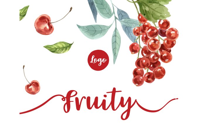 水彩画风格的车厘子/大樱桃插画