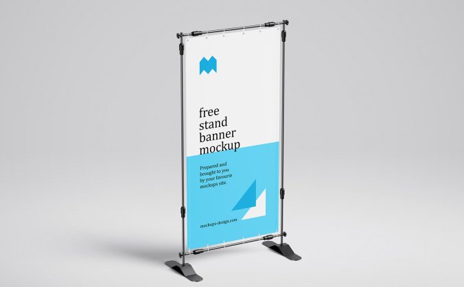 1套4组易拉宝展架样机效果图PSD