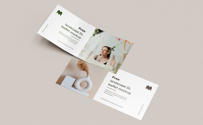 一套5个文艺清新横版印刷品样机PSD