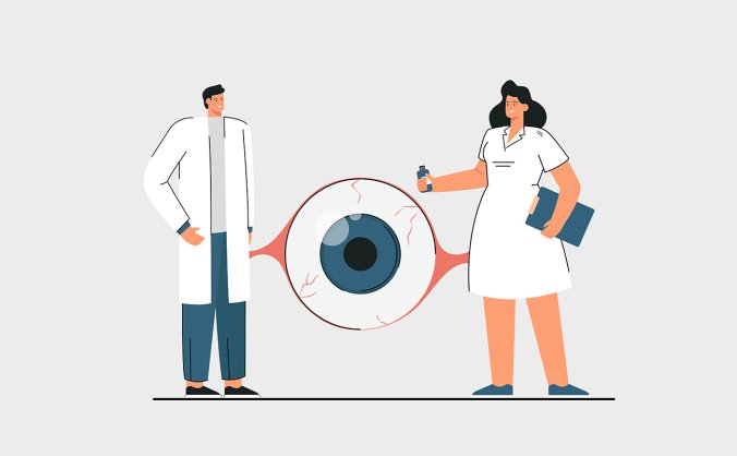 眼科医生科普插画矢量