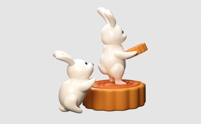 可爱的中秋节3D玉兔小白兔插画