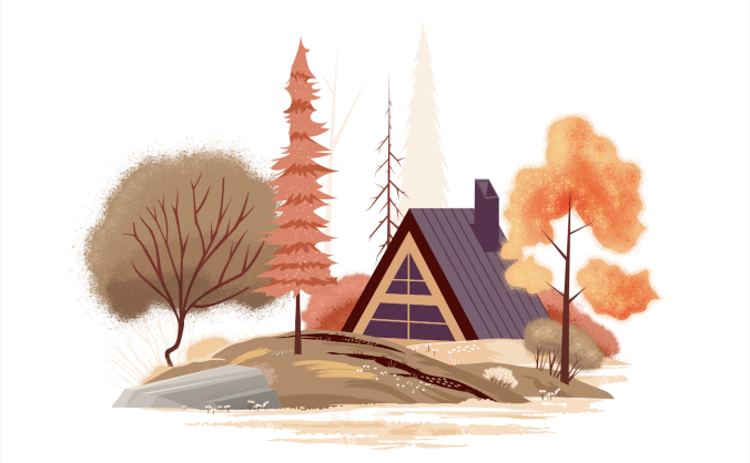 文艺清新而温暖的自然风景插画