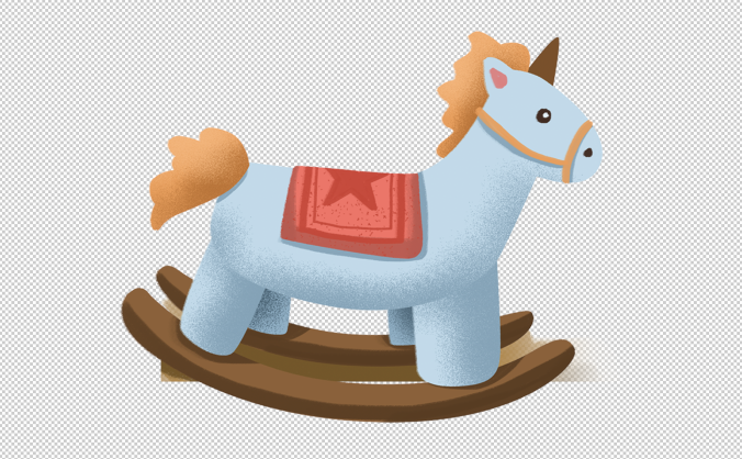 青色木马玩具免抠素材PNG