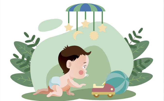 简约扁平卡通婴儿小宝宝矢量元素