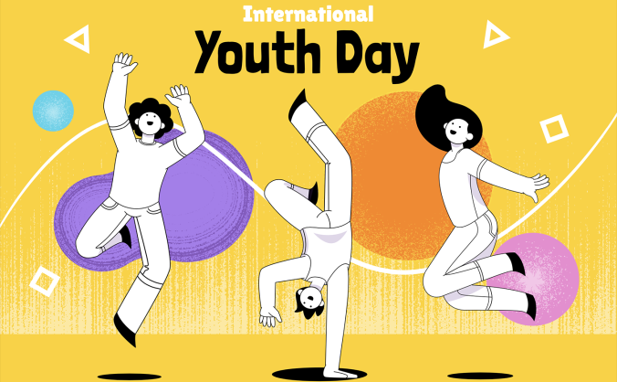 3个白色线描风格跳跃人物插画