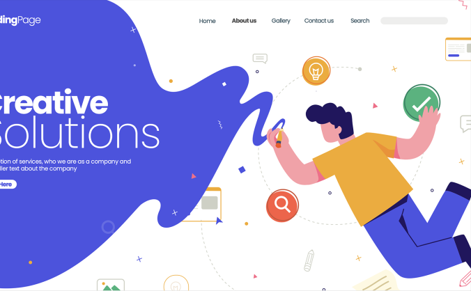 漂浮的男子画出未来插画