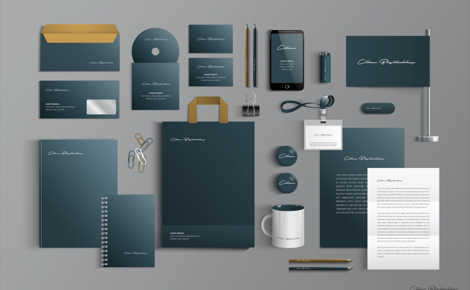 墨绿色商务VI品牌样机效果图PSD