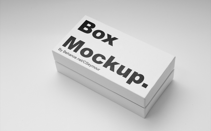 现代简洁纸盒鞋盒包装样机下效果图PSD