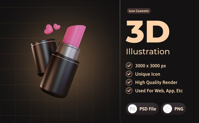 10套精美3D化妆品主题渲染插画PSD