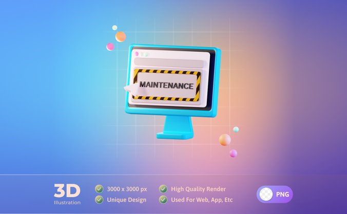 3D笔记本电脑屏幕显示器插画