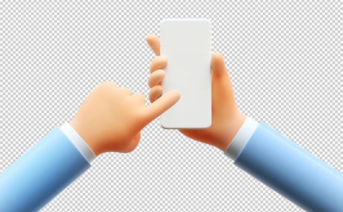 3D渲染手势手部双手玩手机插画