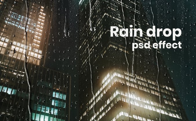 逼真雨滴效果叠加添加PSD源文件