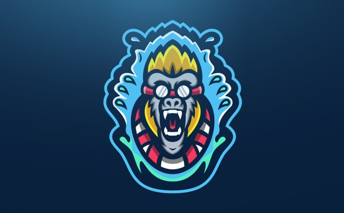 怒吼的大猩猩/猴子插画-涂鸦风格