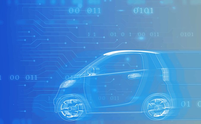 迷你蓝色紧凑型混合动力电动汽车