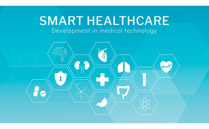 六边形智能健康医疗保健背景板素材