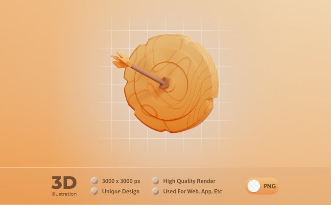箭头射中靶心插画素材PSD