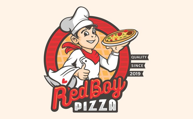 食品行业端着披萨的厨师logo插画素材