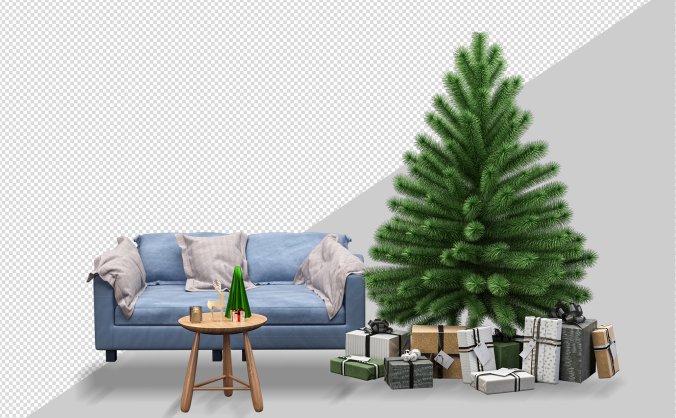 室内沙发家具松树圣诞树免抠素材