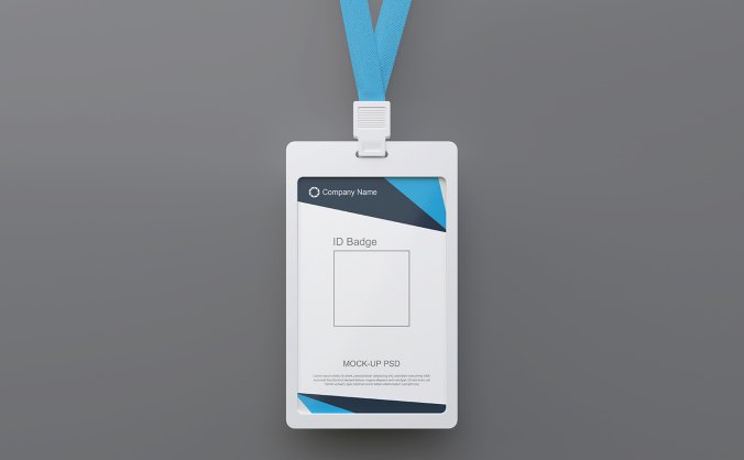 蓝色高品质员工卡工作证样机效果图PSD