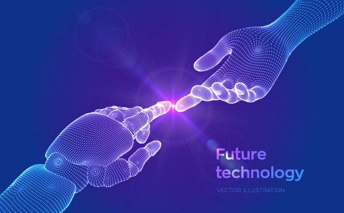 手指与手指接触未来插画