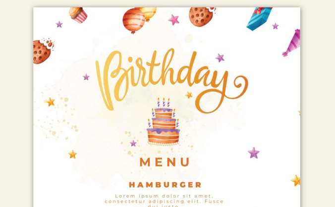 水彩风格手绘感生日快乐卡片