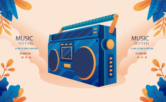 复古收音机音乐播放机器录音机插画矢量