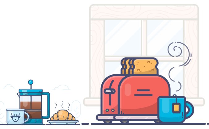 6组咖啡机茶水间场景插画素材PNG和矢量SVG