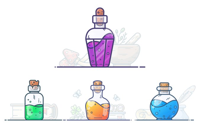4种化学实验室药瓶仪器器材系列