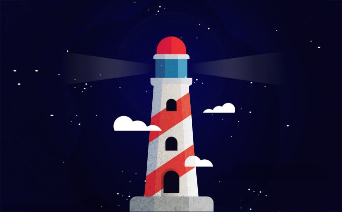 14组不同的海上灯塔插画