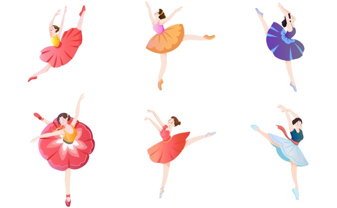 6个暑期舞蹈班扁平风跳舞人物矢量元素