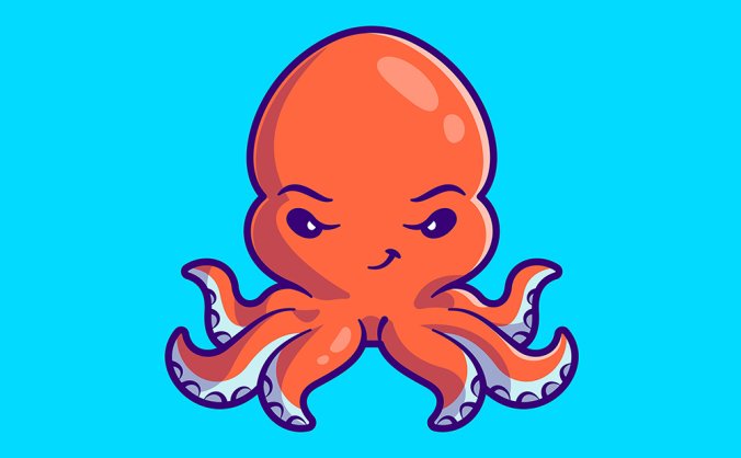 橙色可爱小章鱼插画正面角度