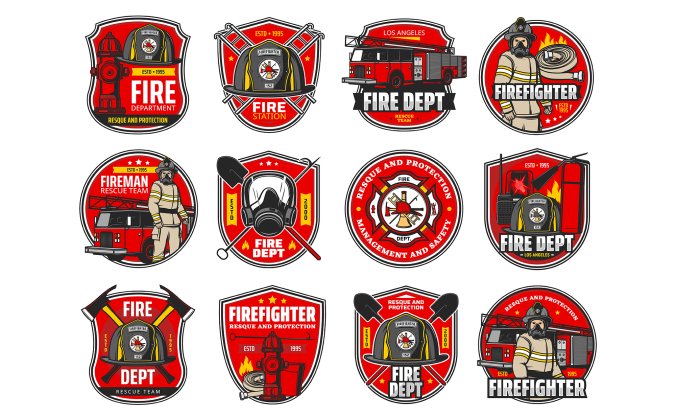 红色消防题材插画