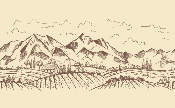 素描风格欧式庄园