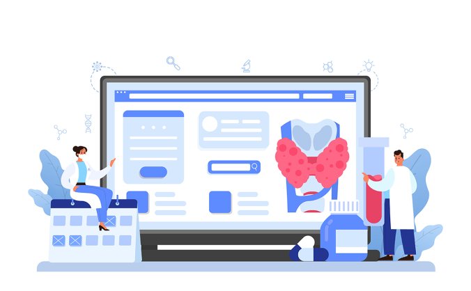 蓝色科技医疗甲状腺论坛插画