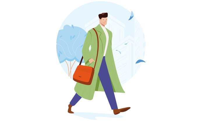 文艺清新的行走的帅哥插画