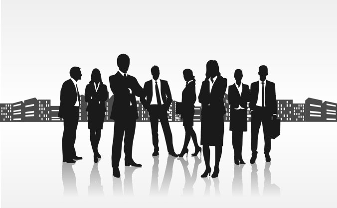 黑色商务剪影人物插画