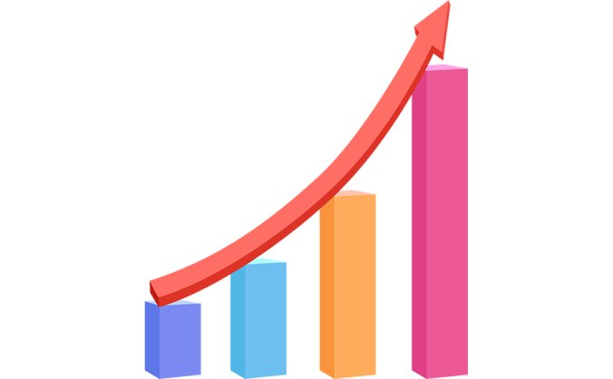 3D销售数据增长柱状图PNG