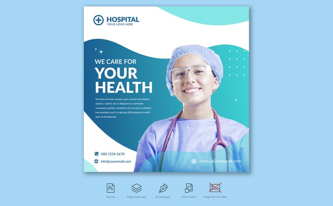 带着手术帽的女医生设计模板PSD素材