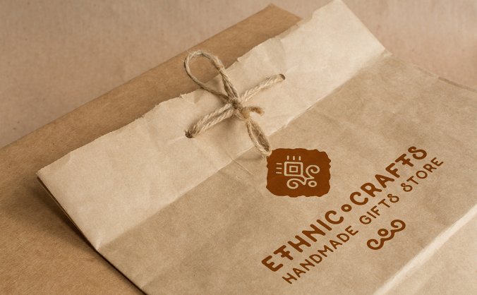 环保纸-牛皮纸袋包装样机PSD