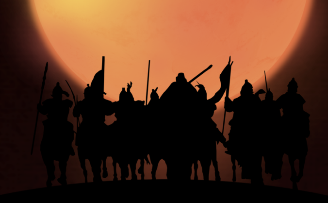 古代军队作战背景剪影PSD