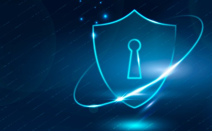 蓝色科技感盾牌数据保护矢量图EPS