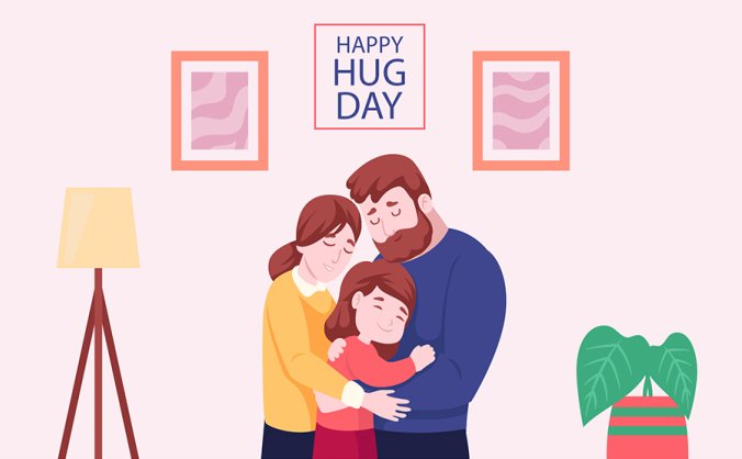 温馨的三口之家插画矢量素材