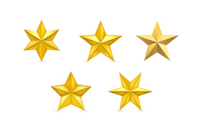 金属五角星矢量素材AI