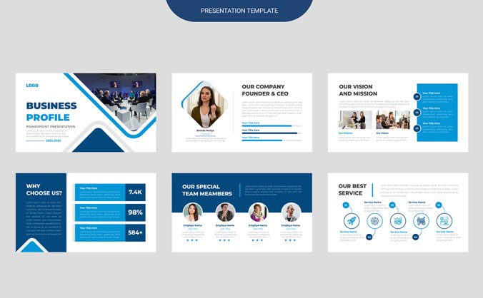 蓝色商务风格的PPT设计模板